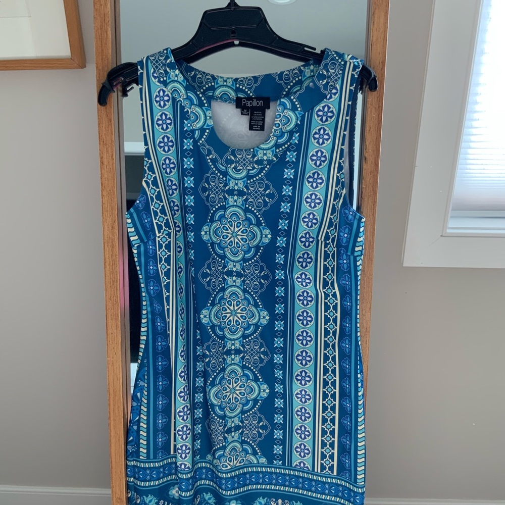 Blue print shift dress